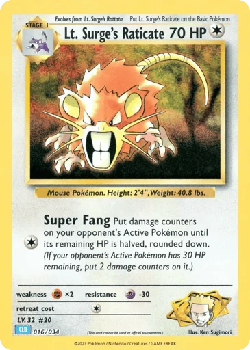 Lt. Surge's Raticate — Pokémon TCG Classic - Blastoise #16