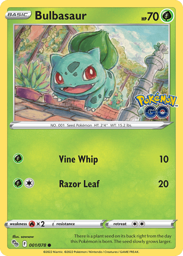 Bulbasaur Price – Pokémon GO #001/078 | CardTrack