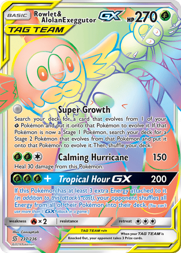 Rowlet & Alolan Exeggutor-GX — Unified Minds #237