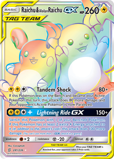 Raichu & Alolan Raichu-GX — Unified Minds #241