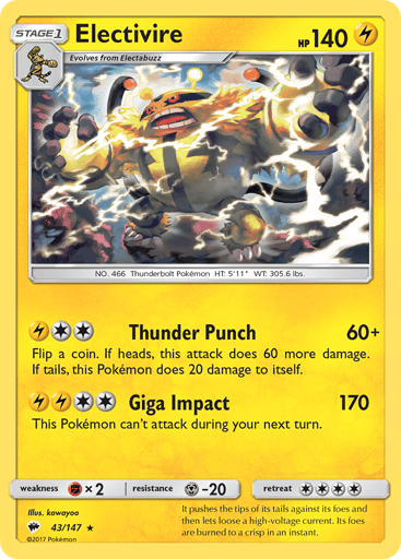 Electivire — Burning Shadows #43