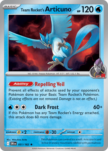 Team Rocket's Articuno Price – Destined Rivals #051/182