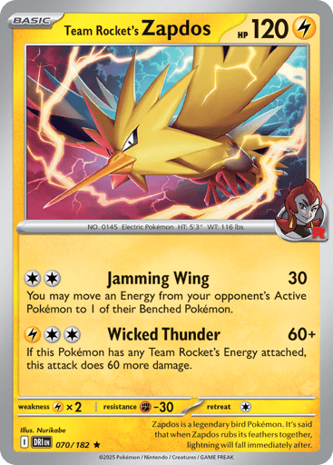 Team Rocket's Zapdos Price – Destined Rivals #070/182