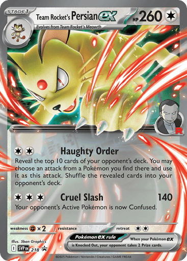 Team Rocket's Persian ex — Scarlet & Violet Black Star Promos #218