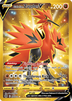 Gold Pokémon Cards — Galarian Zapdos V