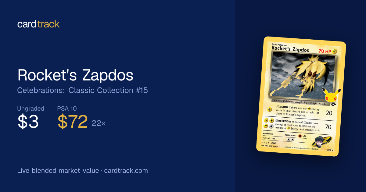 Rocket's Zapdos Celebrations: Classic Collection #15 PSA…