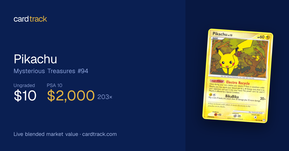Pikachu Price – Mysterious Treasures #94/123 | CardTrack
