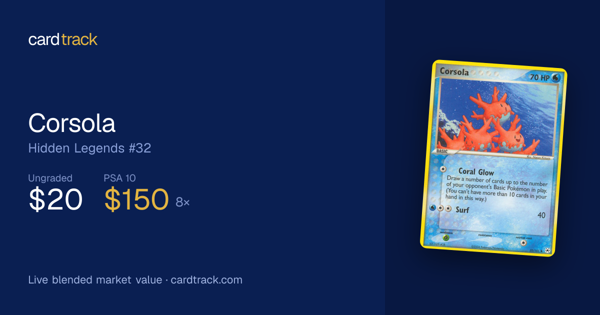 corsola pokemon card value Corsola Hidden Legends #32 — Value & Price