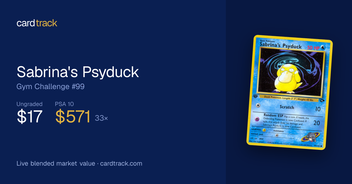 Sabrina's Psyduck Gym Challenge #99 — Value & PSA 10 | CardTrack