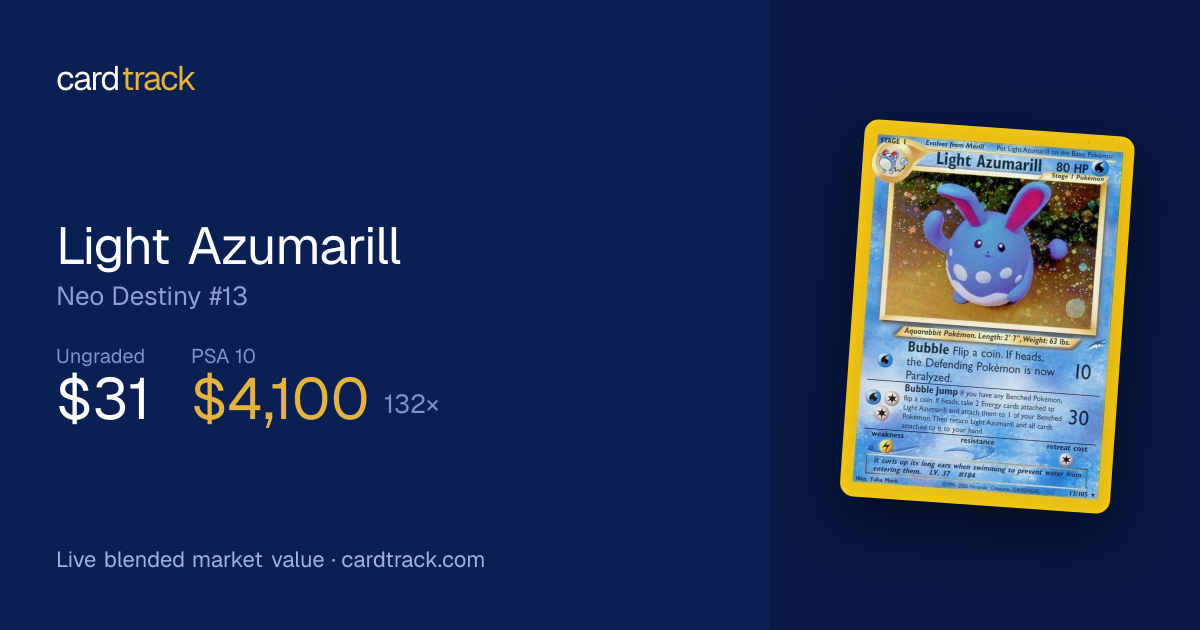 Light Azumarill Price – Neo Destiny #13/105 | CardTrack
