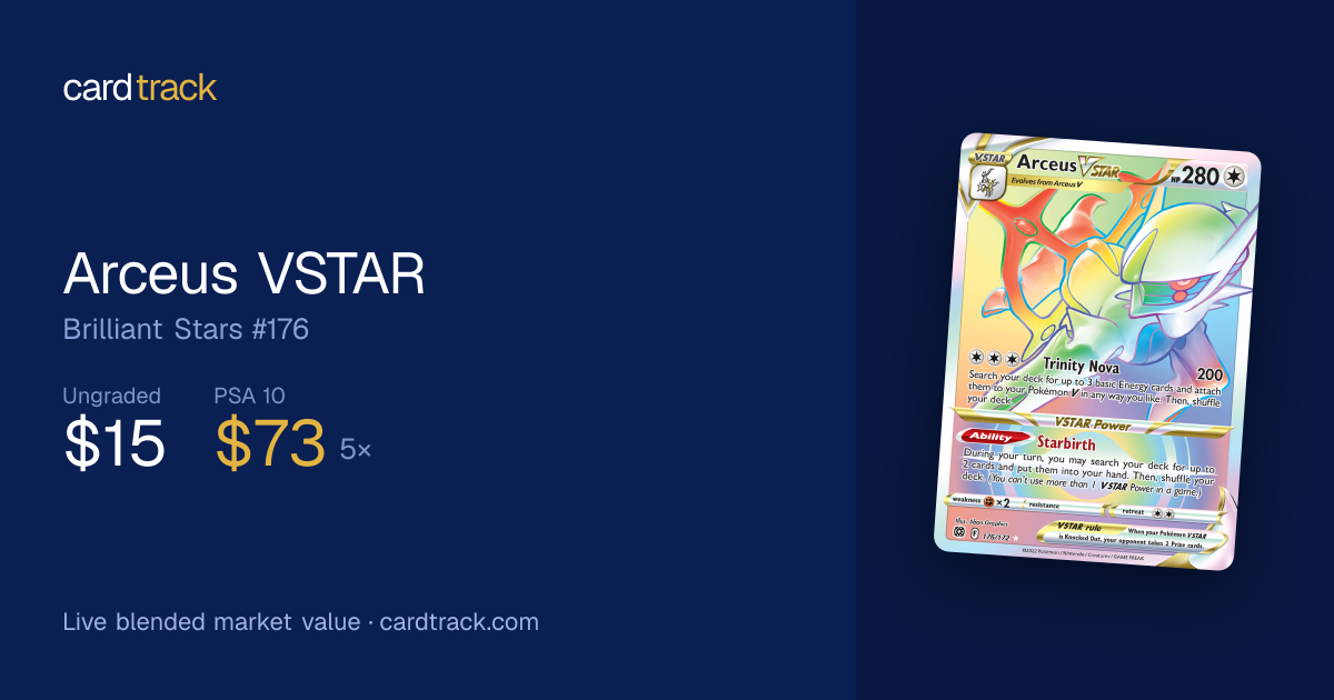 arceus pokemon card vstar rainbow rare Arceus VSTAR Brilliant Stars #176 — Value & Price